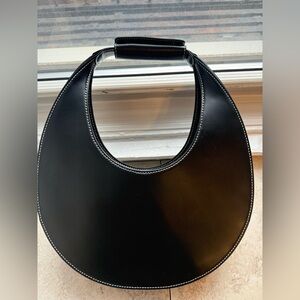 Staud Moon Bag in Black Leather